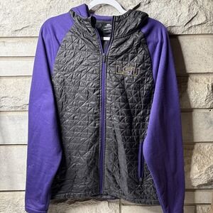 COLOSSEUM LSU QUILTED FULL ZIP SWEAT SHIRT MENS LARGE Black Purple